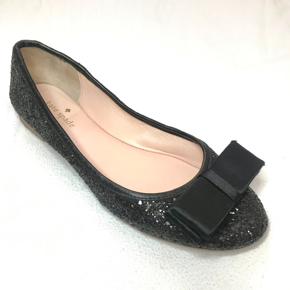 Kate Spade Black York Glitter Bow Flats - Picture 3 of 9